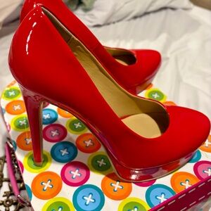 Chinese Laundry Red Patent Platform Stiletto Pumps